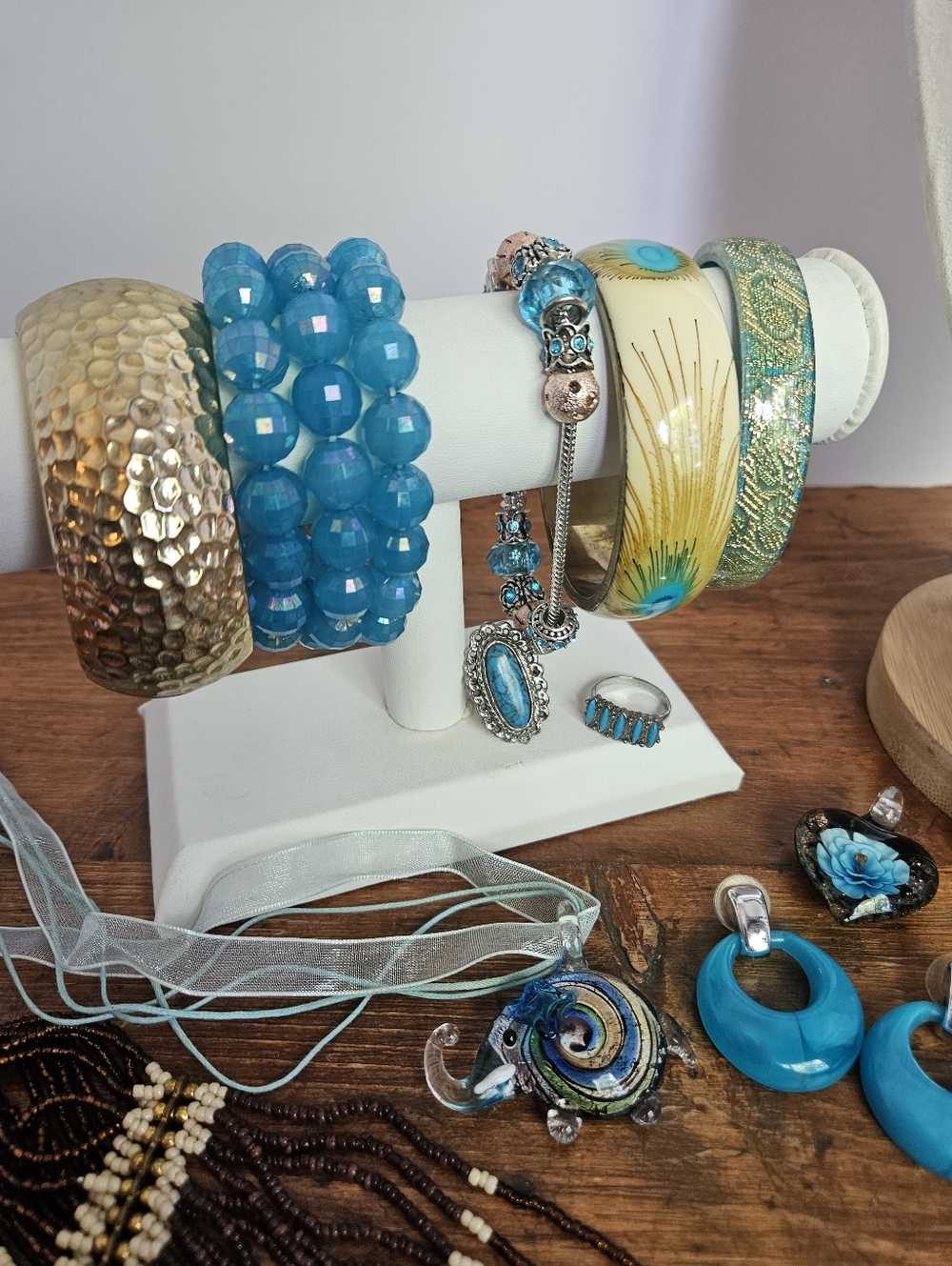 Estate Jewelry Lot Teal Blue And Brown Y2k Vintage Modern Faux Turquoise - Picture 5 of 7